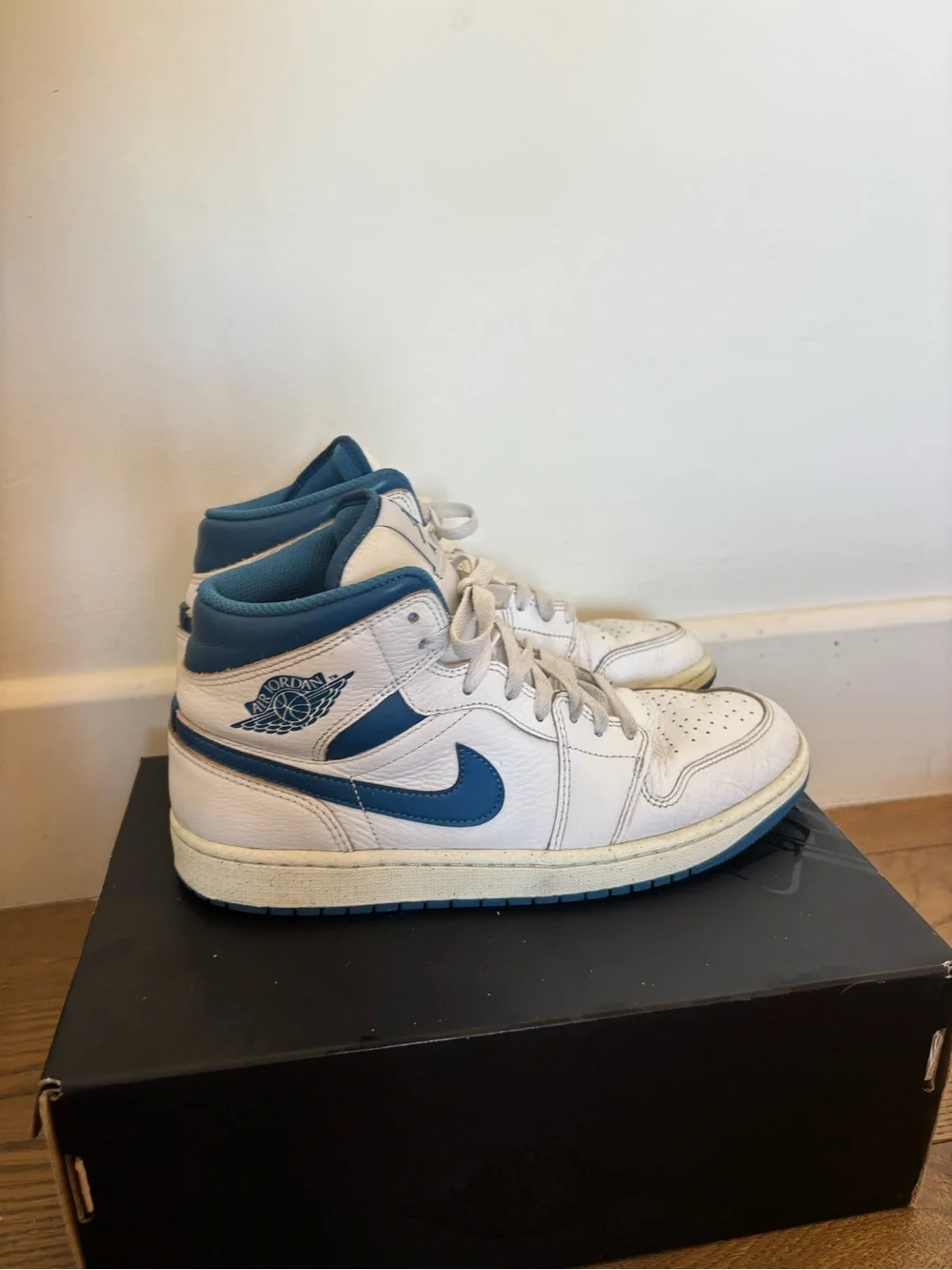 Nike Air Jordan 1 Mid SE Shoes Industrial Blue White FN5215-141 Men's 9